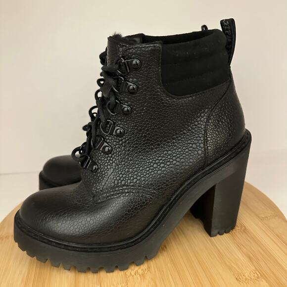 Dr. Martens Persephone Milled Nappa Chunky Heel Boots Faux Fur Lined Size 7 - Picture 4 of 8